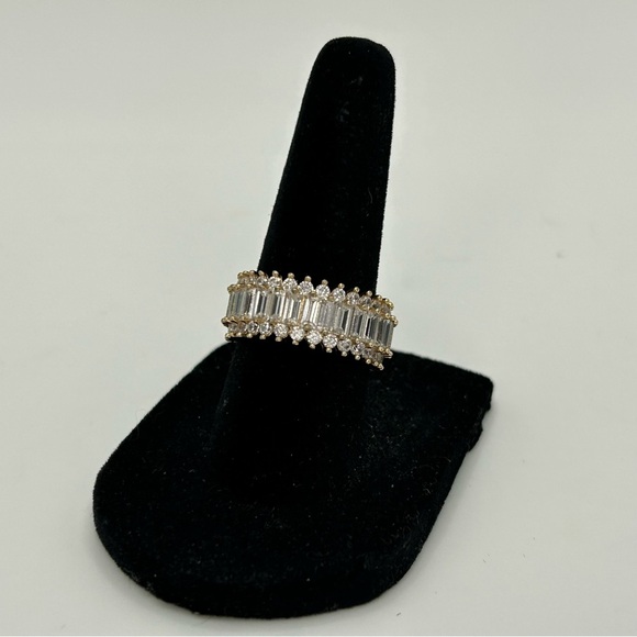 Baguette & Round Cut Wide Eternity Style Statement Band Ring | Size 7 - Picture 8 of 10